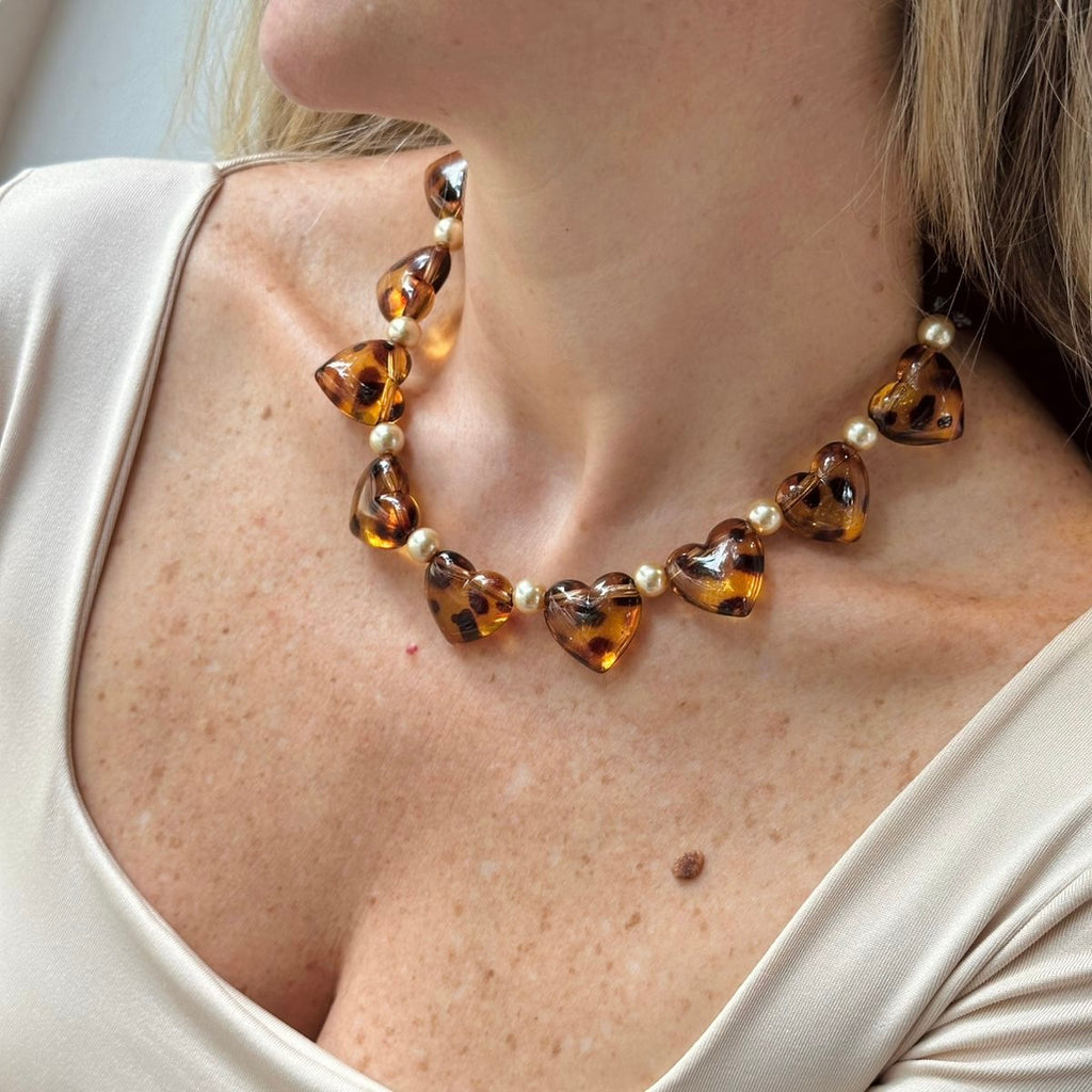 Collar corazón animal print